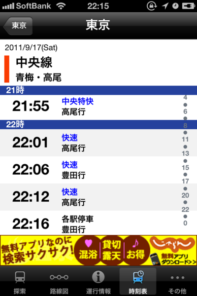 東京駅の時刻表